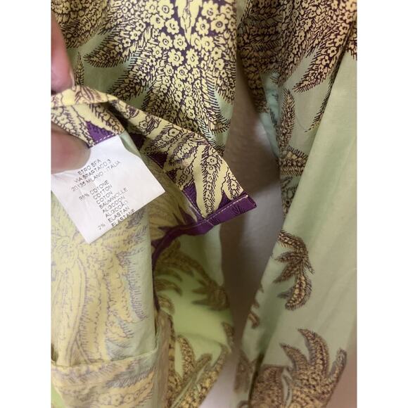 ETRO Made in Italy Shirt Green Yellow Floral Paisley Citycore Women’s Sz 38 - Picture 7 of 8